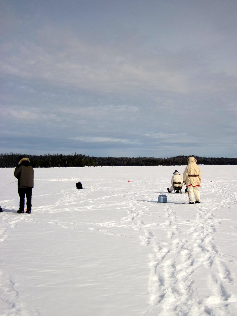 Ice fishing on Tuscarora Lake in the Boundary Waters Canoe Area Wilderness 